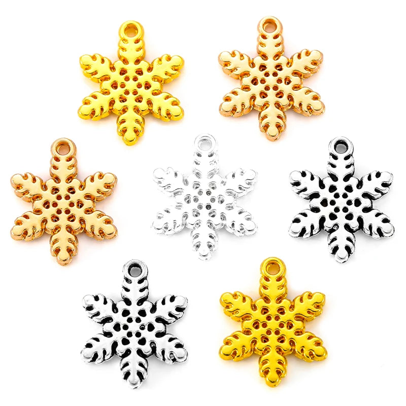 4 Color Christmas Snow Charms Alloy for Earring Necklace Pendants DIY Handmade Jewelry Accessories Making 16*13mm L522