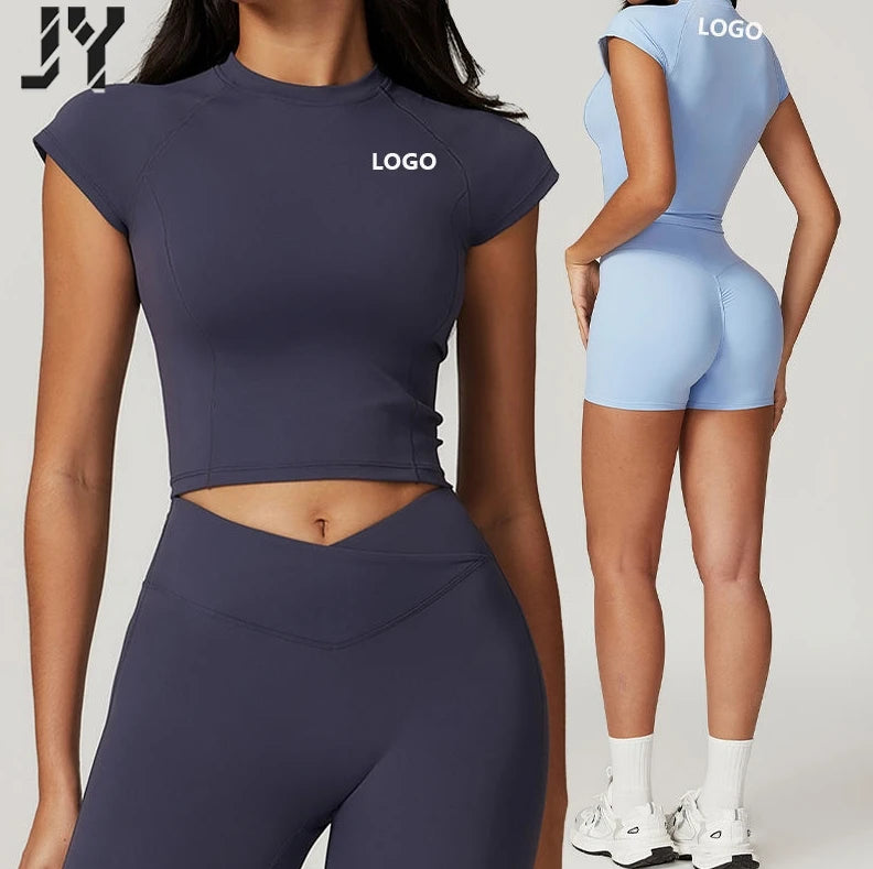 Joyyoung Autumn Quality High-Elas Fashionable Elastic Tight Spandex Sports Top Yoga Top for Women