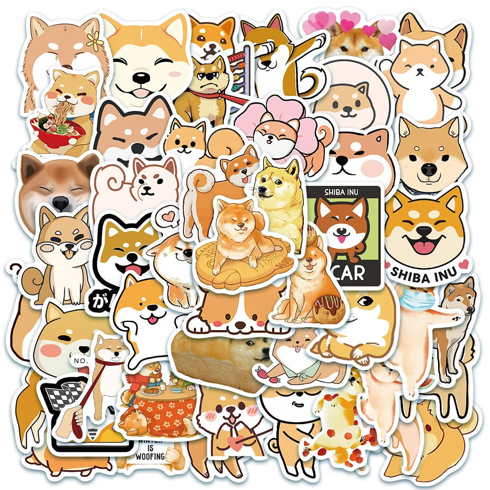 50Pcs Cute Animals Pet Dog Graffiti Stickers Decorative Label for Luggage Laptop Guitar Cups Notebook PVC Waterproof Sticker