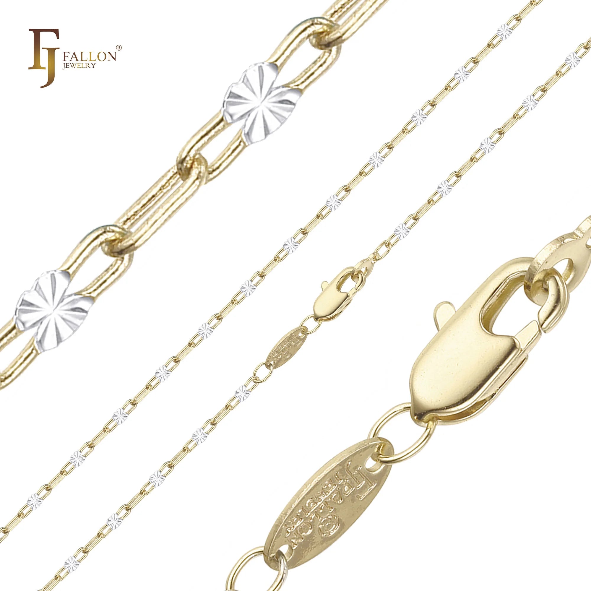 2.2mm FJ Fallon Fashion Jewelry Sunburst Sequin Chains Plated in 14K Gold Two Tone Brass Based