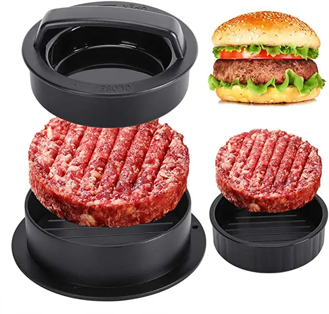 3-in-1 Manual Aluminum Eco-Friendly Metal Non-Stick Burger Press Mince Maker for Home Kitchen Use