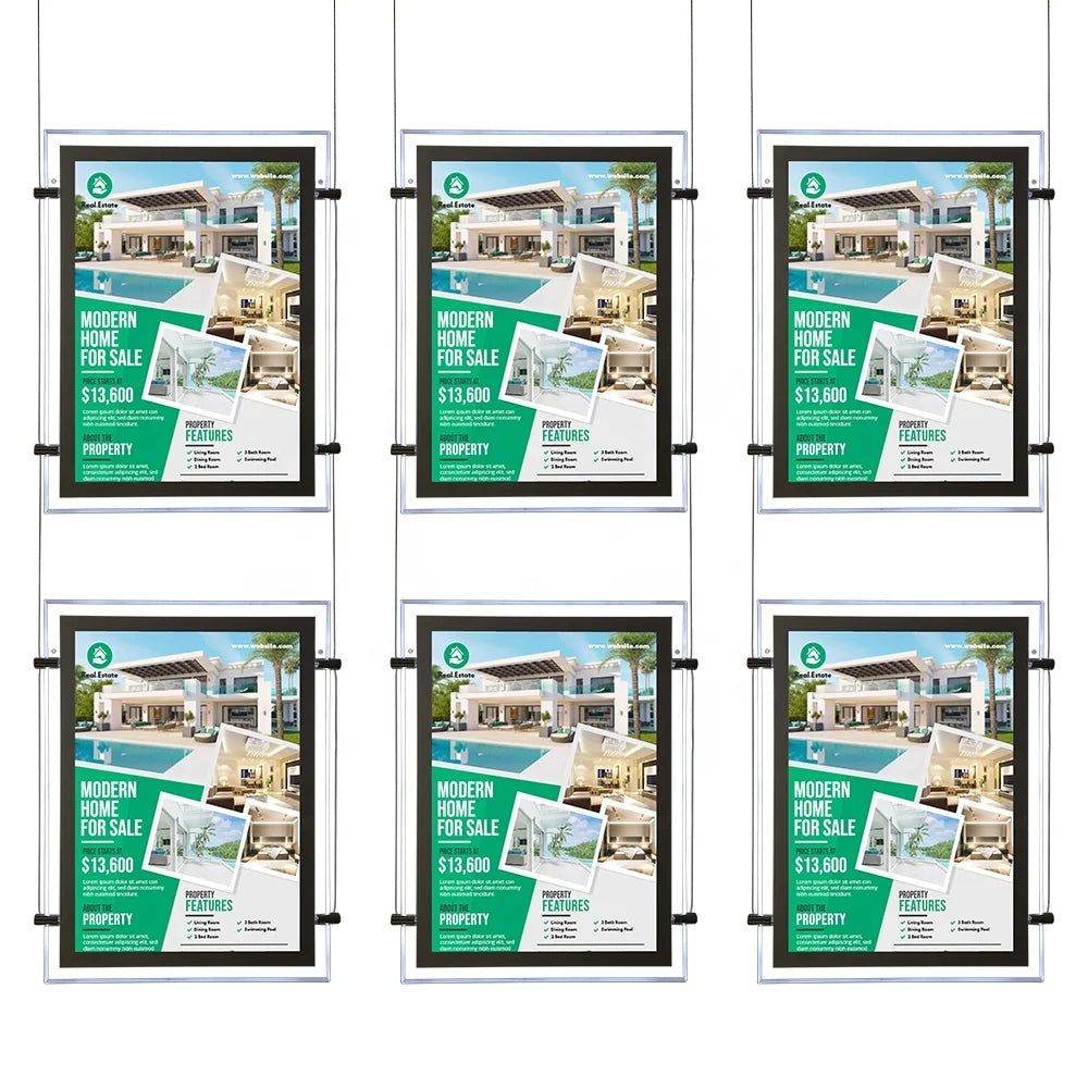 Real Estate Advertising Light Box Hanging A3 White Lighted Led Agent Custom Digital Realtor Post Open House Signs