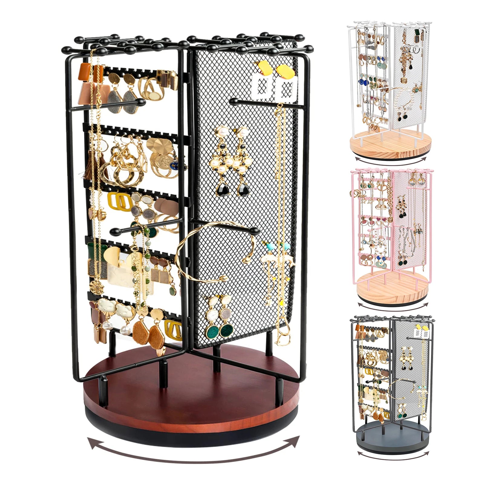 Hot Sale Wood Metal Custom Jewelry Ring Earrings Stand Holder Displayer Organizer Standing Type for Store