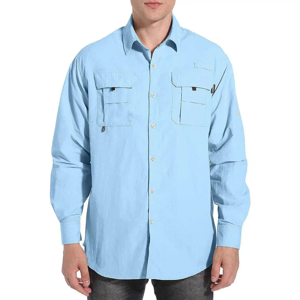 Custom Men's Upf 50+ Sun Breathable Sun Protection Shirt High Quality 100% Polyester Long Sleeve UV Sun Protection Performance