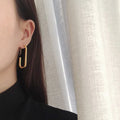 Moge Jewelry Brincos Minimalist U Shape Pin Trendy Earrings Hoop Stainless Steel Paperclip Earing for Women