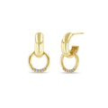 LOZRUNVE 925 Sterling Silver Minimal Simple Gold Plated Pave Circle Dangle Dome Hoop Earring