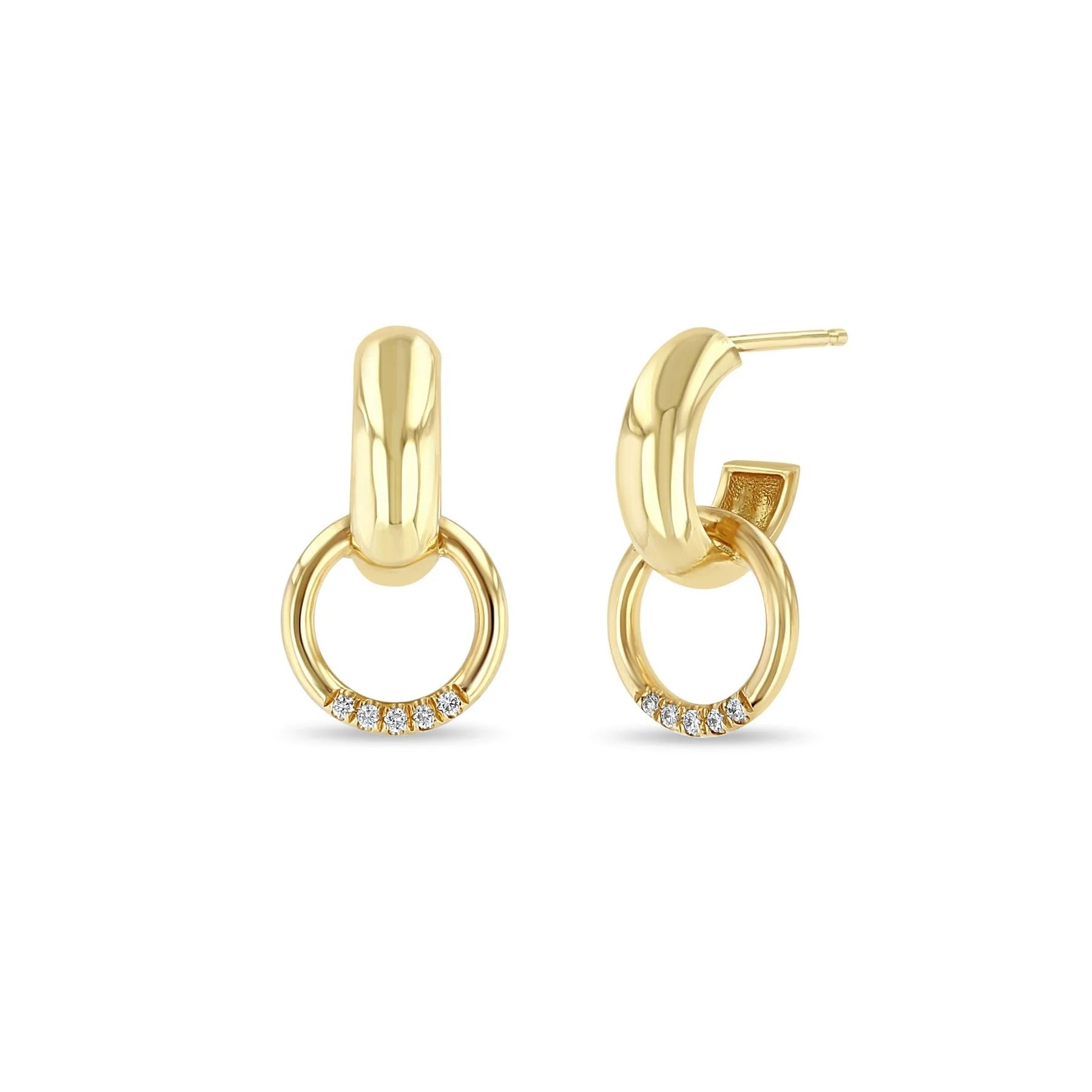 LOZRUNVE 925 Sterling Silver Minimal Simple Gold Plated Pave Circle Dangle Dome Hoop Earring
