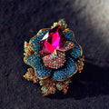 Women Simple Grand and Luxurious Pin Decoration Colorful Cc Brooch Crystal Rhinestone Flower Brooch Suit Brooch