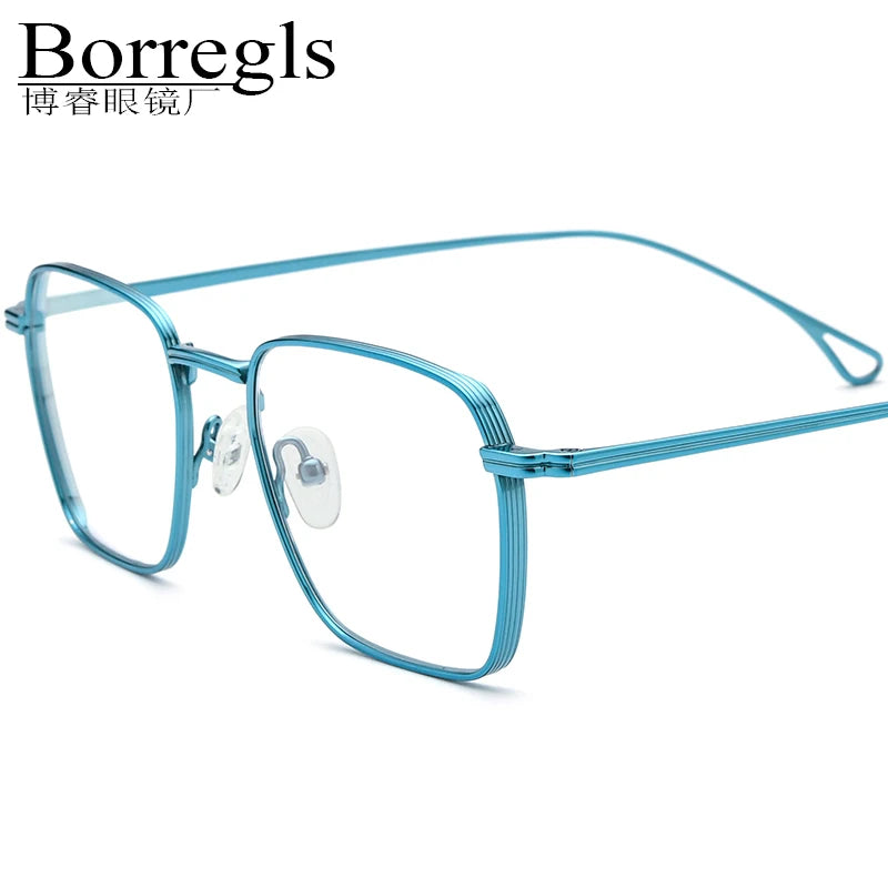 Borregls Pure Titanium Glasses Frame Men New Brand Designer High Quality Square Eyeglasses Optical Lightweight Eyewear 185728
