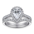 Fashion Silver Jewelry 925 Sterling Wedding Set Band Pear Shaped Diamond Ring for Rings Women