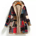 2021 Winter Vintage Women Coat Warm Printing Thick Fleece Hooded Long Jackets With Pockets Ladies Outwear Loose Coat for Women