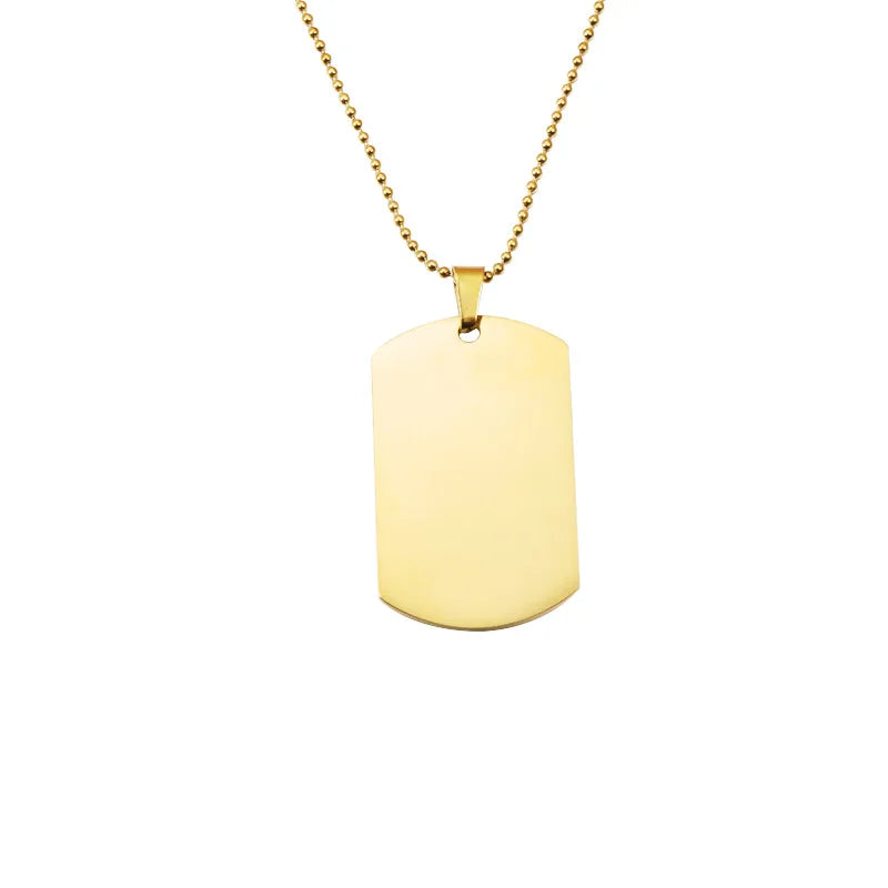 Wholesale Customizable Men's Stainless Steel Dog Tag Pendant Necklace Gold Plated Link Chain Classic Style