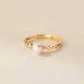 Customizable Geometric Adjustable 925 Sterling Silver Baroque Pearl Ring Women's Trend Statement Wedding and Party Jewelry