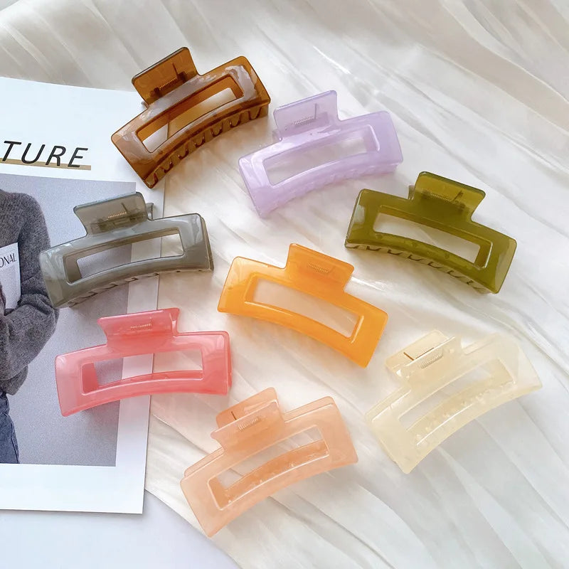 Wholesale 8 Jelly Color square   Big Nonslip  Large Matte Hair  Hair Claws