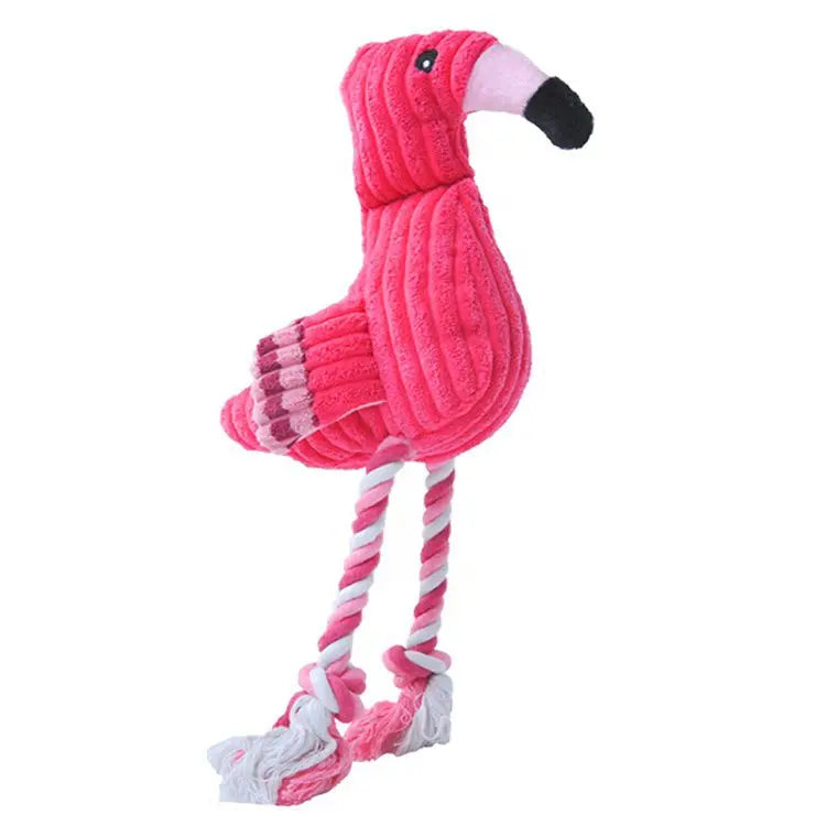 Hot Sell New Flamingo Pet Dog Voice Plush Toy Animal Toy Christmas Gifts for Kids and Pets  Bite Chew Cotton Rope Toys