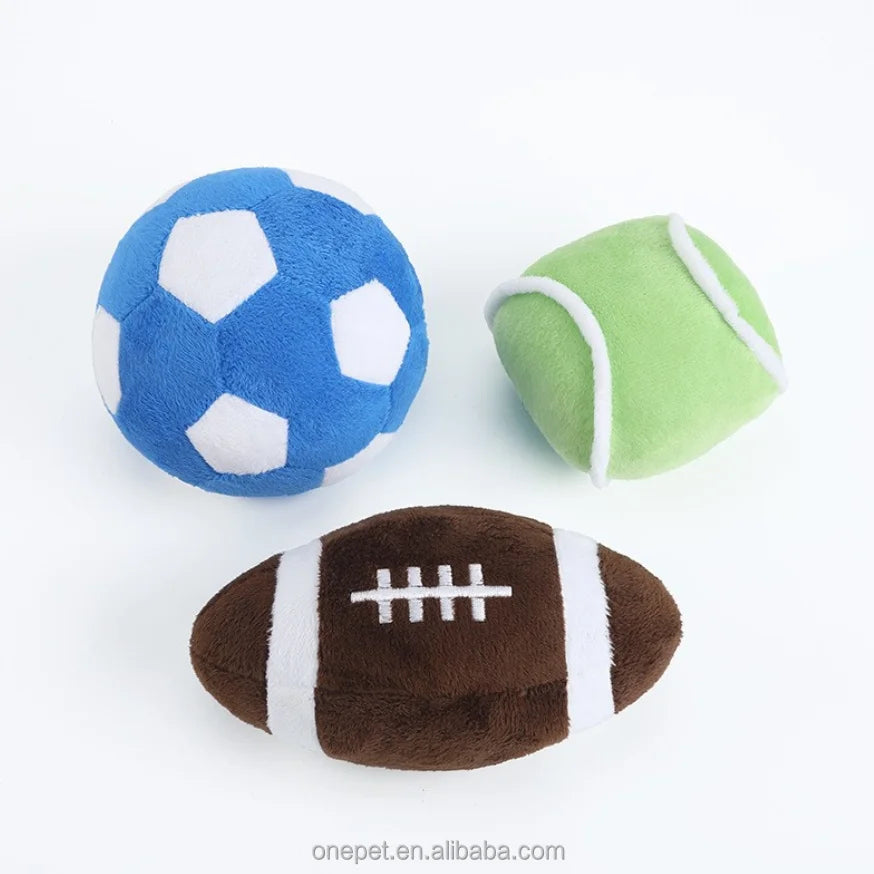 Interactive Dog Plush Toy Plush Material Molar Teeth Cleaning Bite Resistant for Soccer Tennis Rugby Pet Plush Toy Supplier