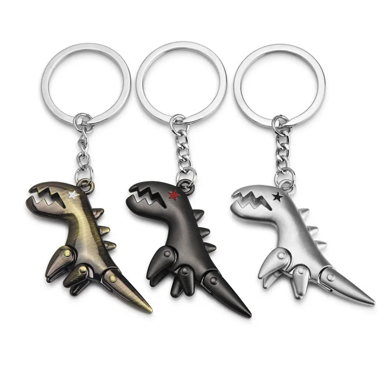 Movie Gift Jurassic Dinosaur Key Chain Retro Metal Dinosaur Pendant Student Bag Pendant Advertisement Present Anime Key Chains