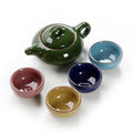 Ice Crack Design Kiln Change Colorful Tea Cup and Pot Ceramic Chinese Tea Set