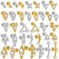 Stainless Steel Gold Plated Gem Labret Crystal Ear Studs Cartilage Tragus Helix Internal Thread Lip Piercing Jewelry