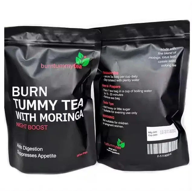 Flat Belly Burn Tummy Tea With Moringa Hot Selling Nigerian Market Organic Traditional Chinese Herbal Slim Loss Detox Tea