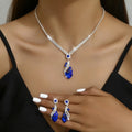 Hot Sale Bridal Crystal Heart Pendant Necklace Earrings Set Factory Wholesale Luxury Jewelry Set (KJ130)