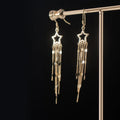 925 Sterling Silver Statement Long Tassel Dangle Drop Earrings 18K Gold Plated Star Shape Earings Party Jewelry for Women