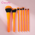 Gracedo Orange 7-Piece Professional Makeup Brush Set Synthetic Hair Wooden Handle Customizable Colors-Luxury Face Concealer