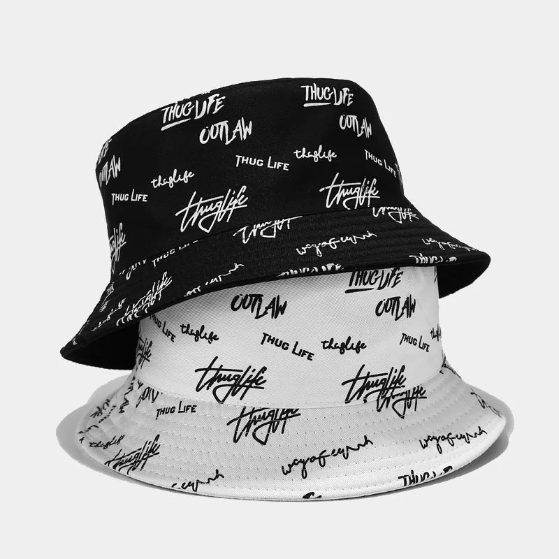 Manufacturers Wholesale Custom Reversible Thug Life Embroidered and Printed Two Side Wear Bucket Sun Hats With Logo
