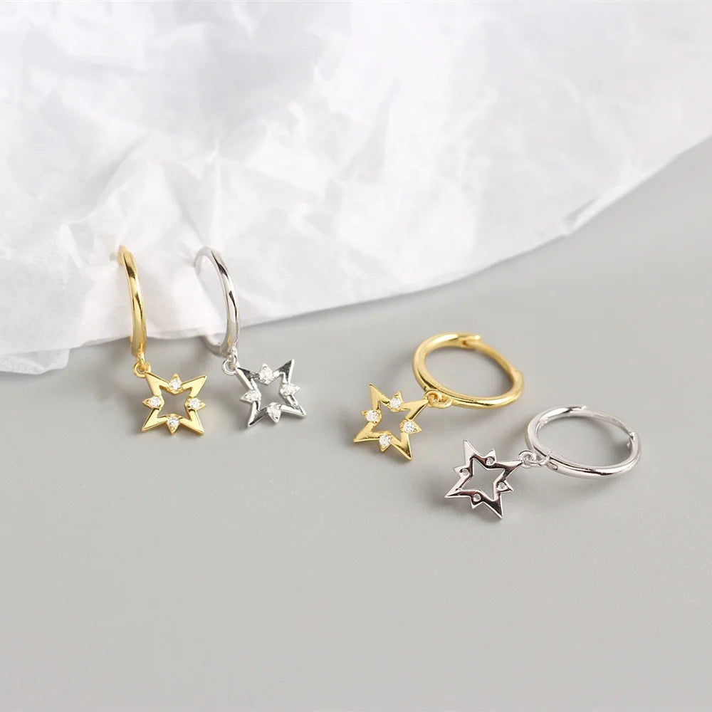 Bohemia CZ Gemstone Body Dainty 925 Sterling Silver Huggie Earrings Jewelry