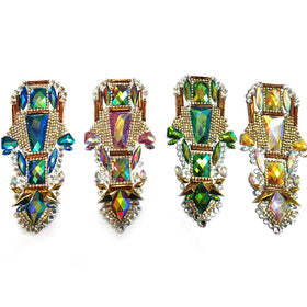 In Stock Designs Crystal Appliques Trims Rhinestone Trim Applique Iron on Carnival Patch for Aruba Caribbean Carnivals