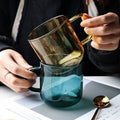Glass Tea Cup Coffee Mug with Handle Transparent Heat-resistant Round Color High-end Stacking Cup High Borosilicate