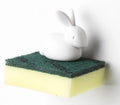 HelloWorld Cute Duck and Rabbit Dry Storage Rack Kitchen Sponge Holder Sink Sponge Suction Cup Drying Holder with a  Sponge