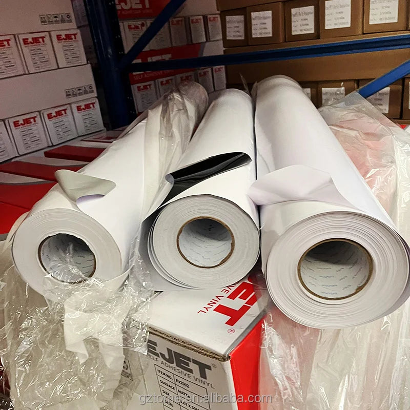 Material EJET/OLFA/NIO 140g/120g Self Adhesive  Sticker Vinyl High Glossy White Color Size 1.07/1.27/1.37/1.52*50m