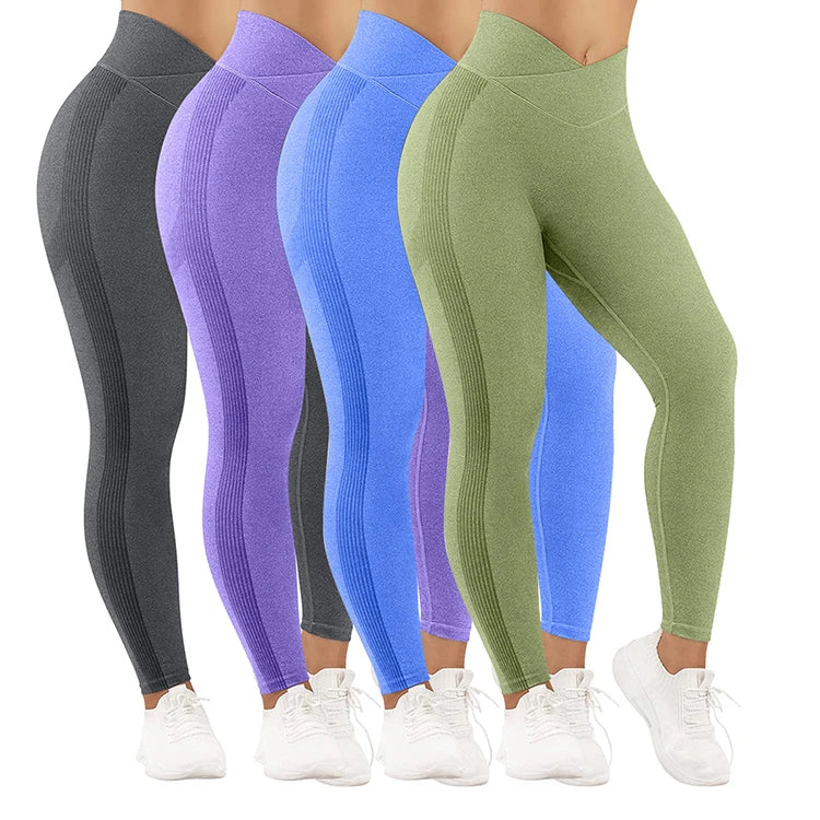 New Arrivals Women Gym v Cut Leggings Workout Scrunch Butt Seamless Yoga Leggings