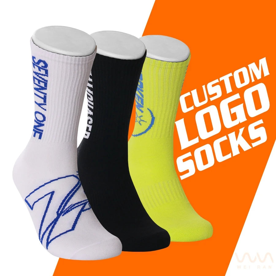 Design Custom Logo Sport Sock Custom Letter Logo Gym Socks Men and Women Athletic Tube Sock Custom Logo