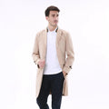 2023 Bosha Men's Khaki Trench Coat Single Breasted Overcoat with Flap Pockets Turn-Down Collar Anti-Shrink Feature