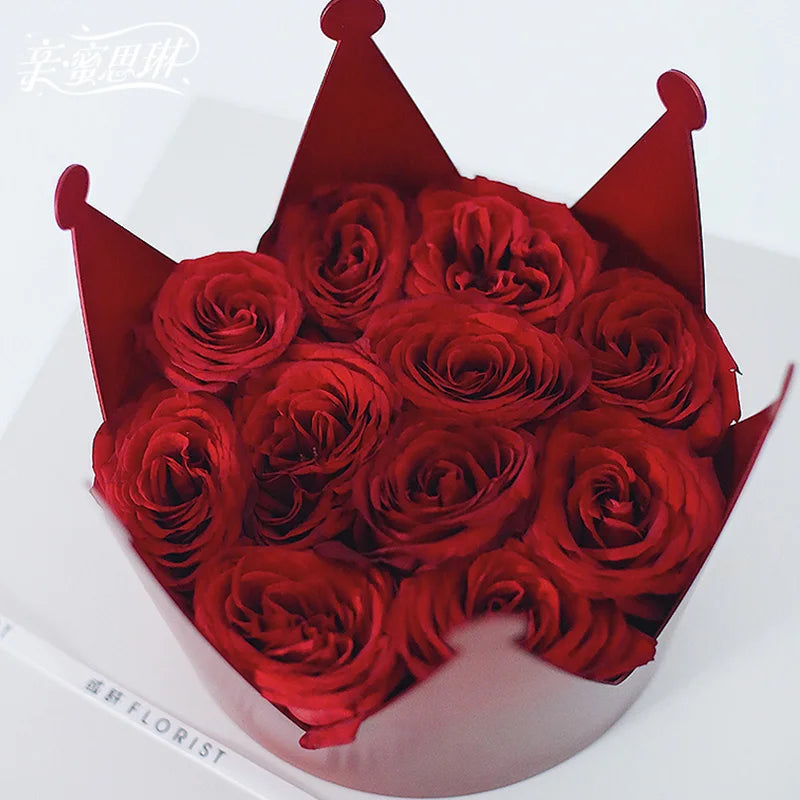 Recyclable Acrylic Water Proof Crown Flower Valentine Roses Gift Box for Bouquets