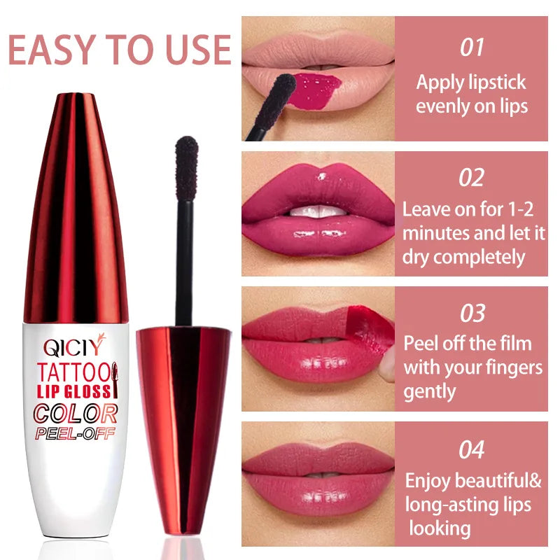 Peel-Off Lip Gloss Waterproof Non-Fading Glossy Organic Liquid Lipstick Makeup Non-Stick Lip Gloss Tube Creative