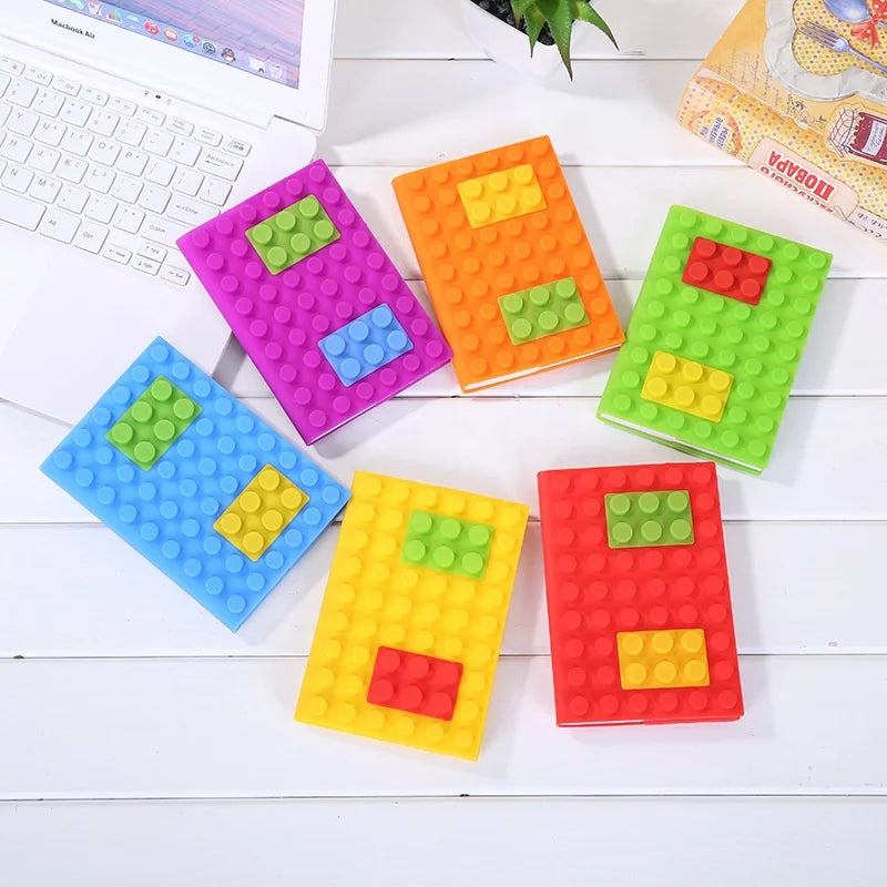 Wholesale Custom logo A6 Size Creative Building Block Mold Silicone Notebook