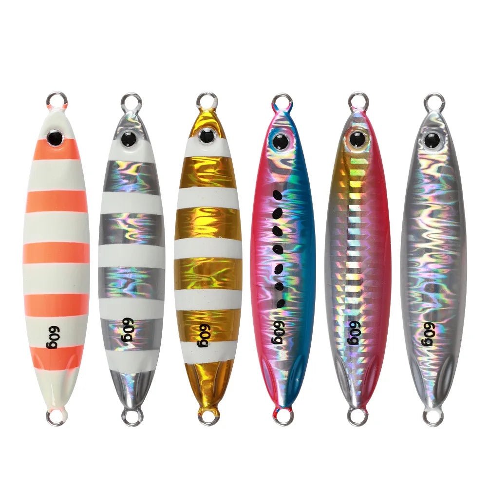 JC003 Slow Fall Pitch Fishing Jig Lures Saltwater Metal Flat Jig Lure Metal Hard Fishing Bait