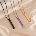 Wholesale 18k Custom Diy Engraveable Name Stainless Steel Gold Mens Blank Sliding bar Pendant Necklace Horizontal Anti Tarnish