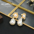 Baroque Nature Pearl Drop Earrings Handmade Precious Stone Korean Style Personality Trendy Jewely for Woman Party