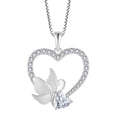 Yh Jewellery Fine Jewelry Heart Shaped Trendy Women Sterling Silver Mini Butterfly Heart Pendant Necklace