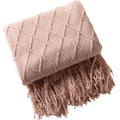 Amity Knit Blankets Manufacturers Tassel Couch Cover Knitted Decorative Soft Solid Color Sofa Blanket Cheap Throw Blanket