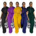Dropshipping Products Women's Clothes Set Drawstring Tops High Waist Split Women Loose Trousers Pants Two Piece Ladies Sets