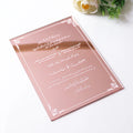 Custom Arabic Wedding Invitation Rose Gold Mirror Menu Acrylic Cards With Hot Stamping