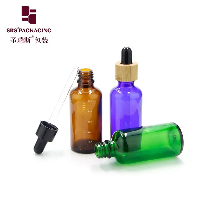 50 ML  1.69 OZ Glass Dropper Bottle Amber Black Green Blue Transparent in Stock MOQ 30 PCS