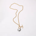 High Polishing OT Clasp Stainless Steel Cuban Chain Gold Plated Silver Heart Charms Pendant Women Necklace Custom Jewelry