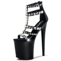 New Fashion Shiny Black Sexy High Heels Punk 20 Super High Heels Club Summer Sandals Large Women's Shoes