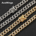 AC024  9mm Crystal Necklace for Men and Women Cuban Chain Necklace Hip Hop Jewelry